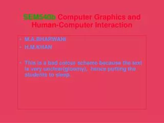 SEM540b Computer Graphics and Human-Computer Interaction