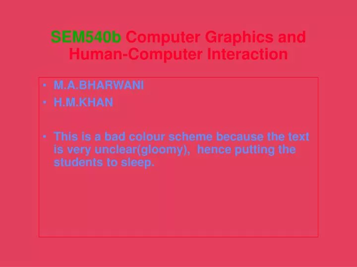 sem540b computer graphics and human computer interaction
