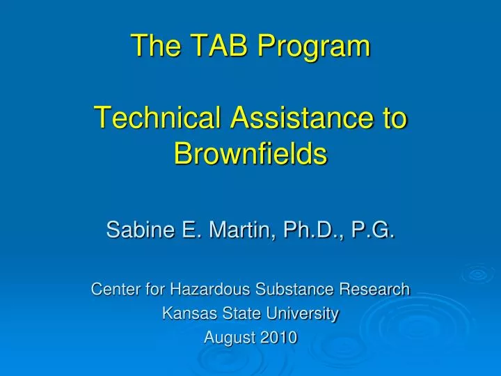 the tab program technical assistance to brownfields