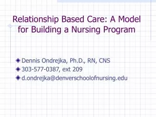 Relationship Based Care: A Model for Building a Nursing Program