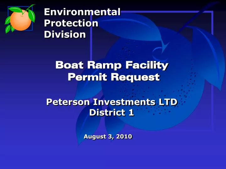 boat ramp facility permit request peterson investments ltd district 1