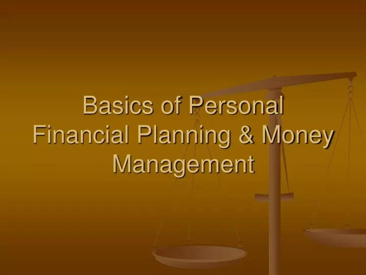 basics of personal financial planning money management