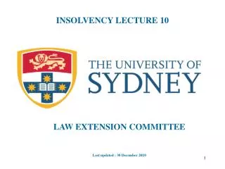 INSOLVENCY LECTURE 10