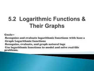 5.2 Logarithmic Functions &amp; Their Graphs