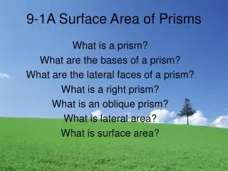 9-1A Surface Area of Prisms