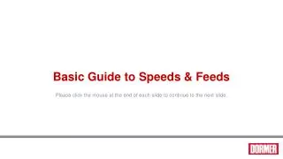 Basic Guide to Speeds &amp; Feeds