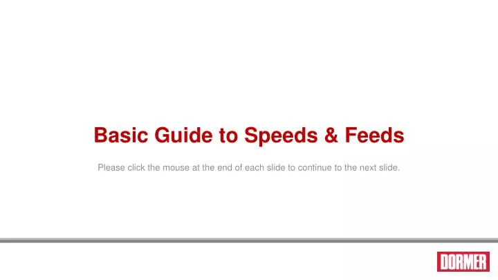 basic guide to speeds feeds