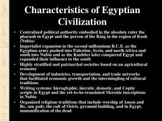 Characteristics of Egyptian Civilization