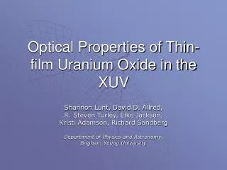 Optical Properties of Thin-film Uranium Oxide in the XUV
