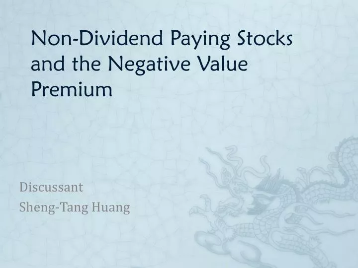 non dividend paying stocks and the negative value premium