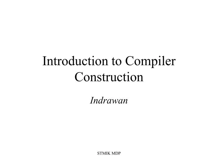 introduction to compiler construction