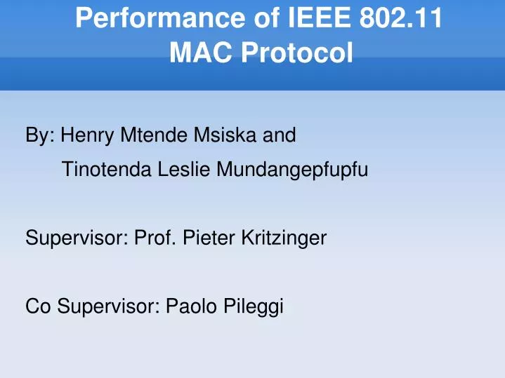 performance of ieee 802 11 mac protocol