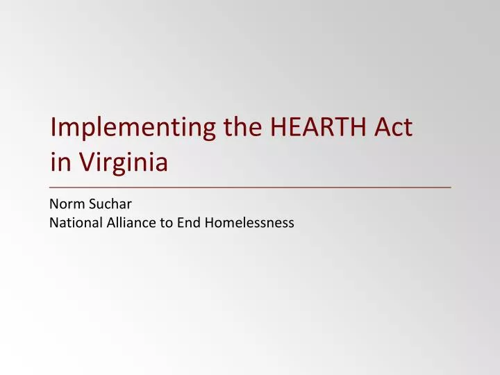 implementing the hearth act in virginia