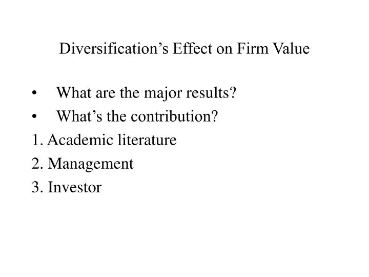 diversification s effect on firm value