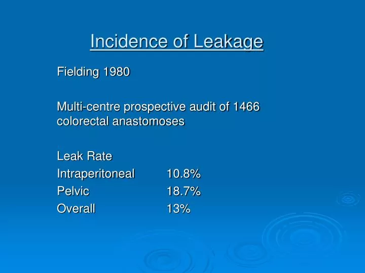 incidence of leakage