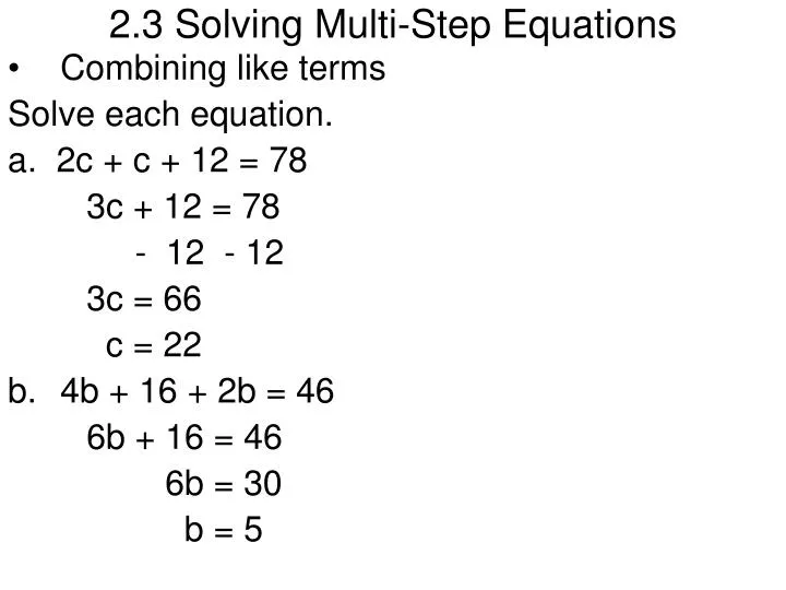 2 3 solving multi step equations