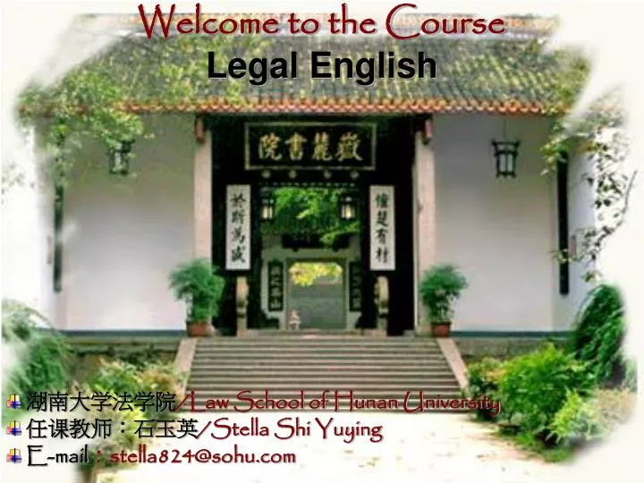 welcome to the course legal english