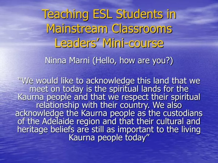 teaching esl students in mainstream classrooms leaders mini course