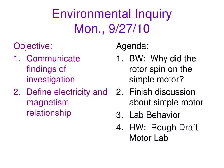 environmental inquiry mon 9 27 10