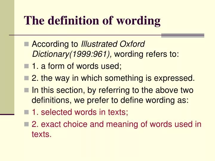 the definition of wording