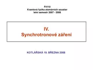 iv synchrotronov z en