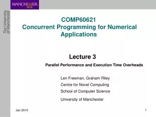 COMP60621 Concurrent Programming for Numerical Applications