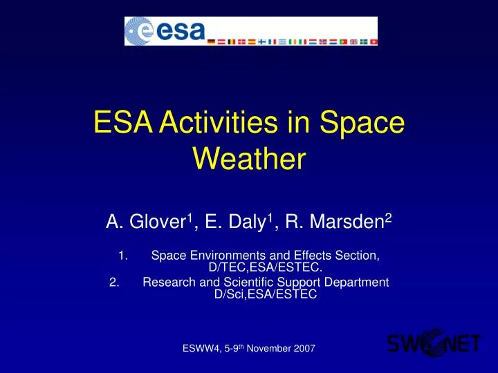 esa activities in space weather