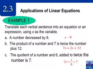 Applications of Linear Equations