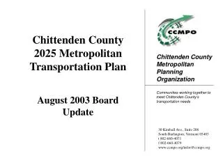Chittenden County 2025 Metropolitan Transportation Plan