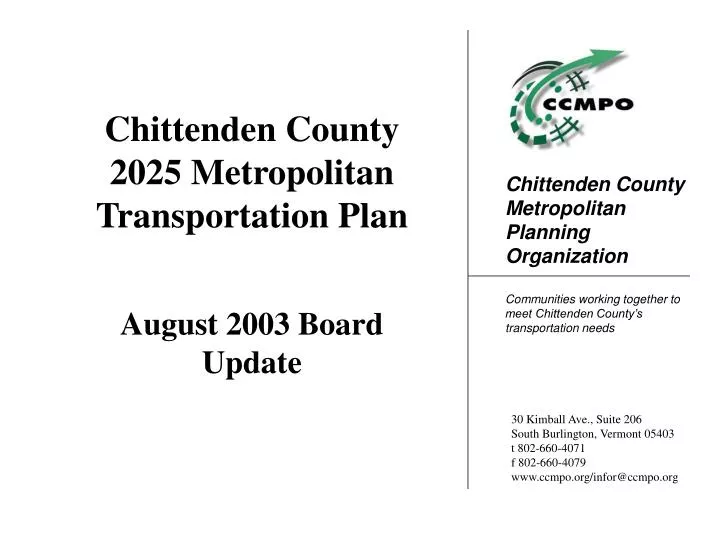 chittenden county 2025 metropolitan transportation plan