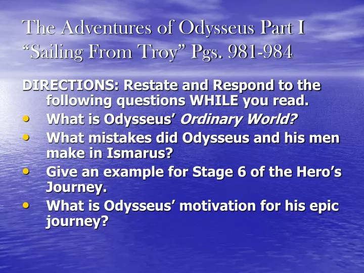 the adventures of odysseus part i sailing from troy pgs 981 984
