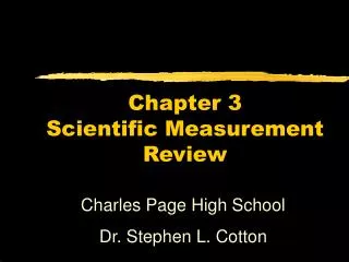 Chapter 3 Scientific Measurement Review