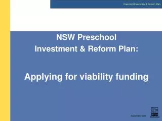 NSW Preschool Investment &amp; Reform Plan: Applying for viability funding