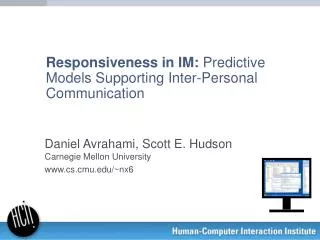 Responsiveness in IM: Predictive Models Supporting Inter-Personal Communication
