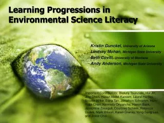 Learning Progressions in Environmental Science Literacy