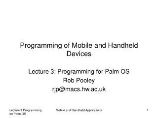 Programming of Mobile and Handheld Devices