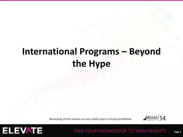 international programs beyond the hype
