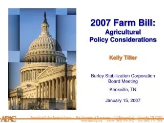 2007 Farm Bill: Agricultural Policy Considerations