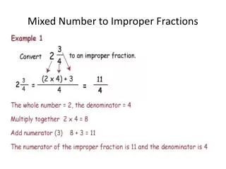mixed number to improper fractions
