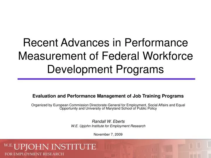 recent advances in performance measurement of federal workforce development programs