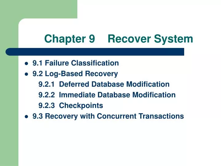 chapter 9 recover system