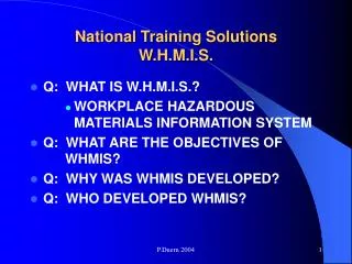 National Training Solutions W.H.M.I.S.