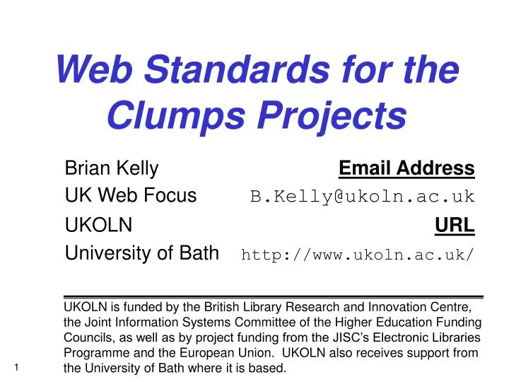web standards for the clumps projects