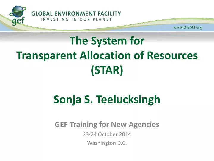 the system for transparent allocation of resources star sonja s teelucksingh