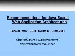 Recommendations for Java-Based Web Application Architectures