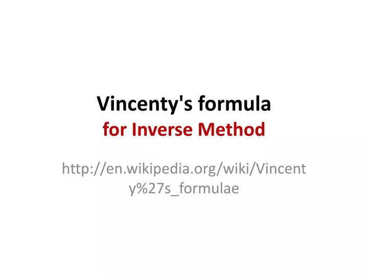 vincenty s formula for inverse method