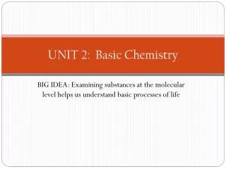 UNIT 2: Basic Chemistry