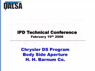 Chrysler DS Program Body Side Aperture H. H. Barnum Co.