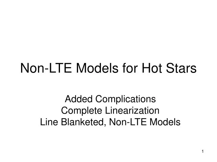 non lte models for hot stars