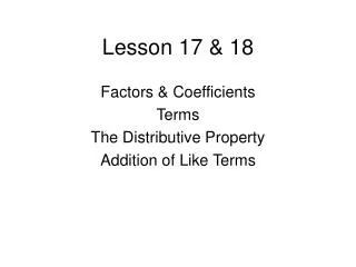 Lesson 17 &amp; 18